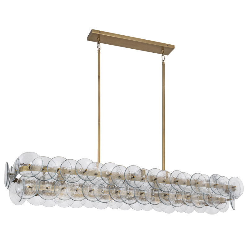 Loren-Linear Pendant, Weathered Brass/Textured Clear