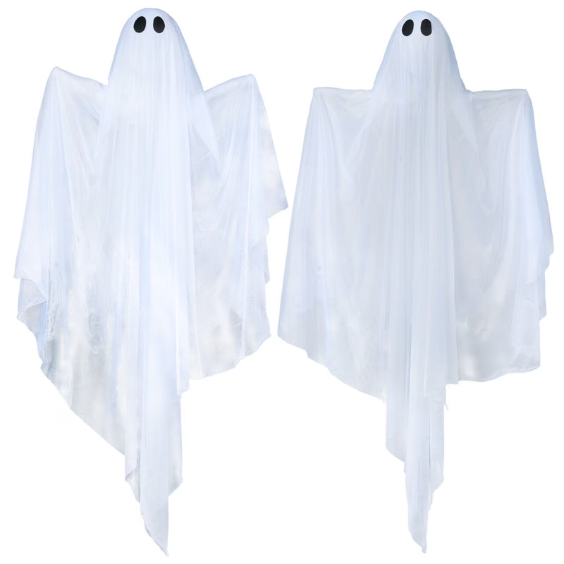 2 Pcs 35.5” Halloween Light-up Hanging Ghosts, White