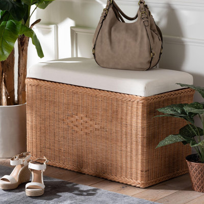 Banc de rangement en rotin naturel tressé Bali & Pari Eamon
