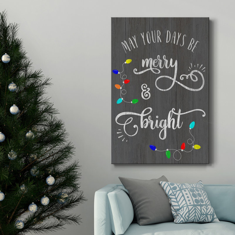 «Merry And Bright», reproduction sur toile tendue, H 18 po x l 12 po x P 1 po