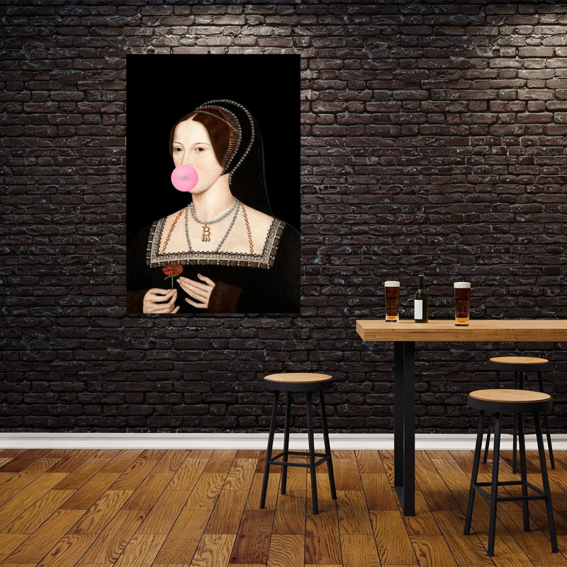Affiche murale Bubblegum Bitcoin Queen, portrait classique et élégant de rose moderne en format paysage, H 60 po x l 40 po