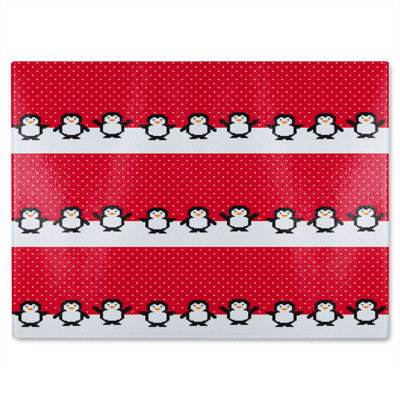 Penguins Dining Glass Chopping Board