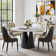 Modern Matte WhiteDining Room Sets, Pre-Assembly Round Dining Table Sets, Sintered Stone Tabletop Kitchen Dining Table Set with PU Upholstered Chairs