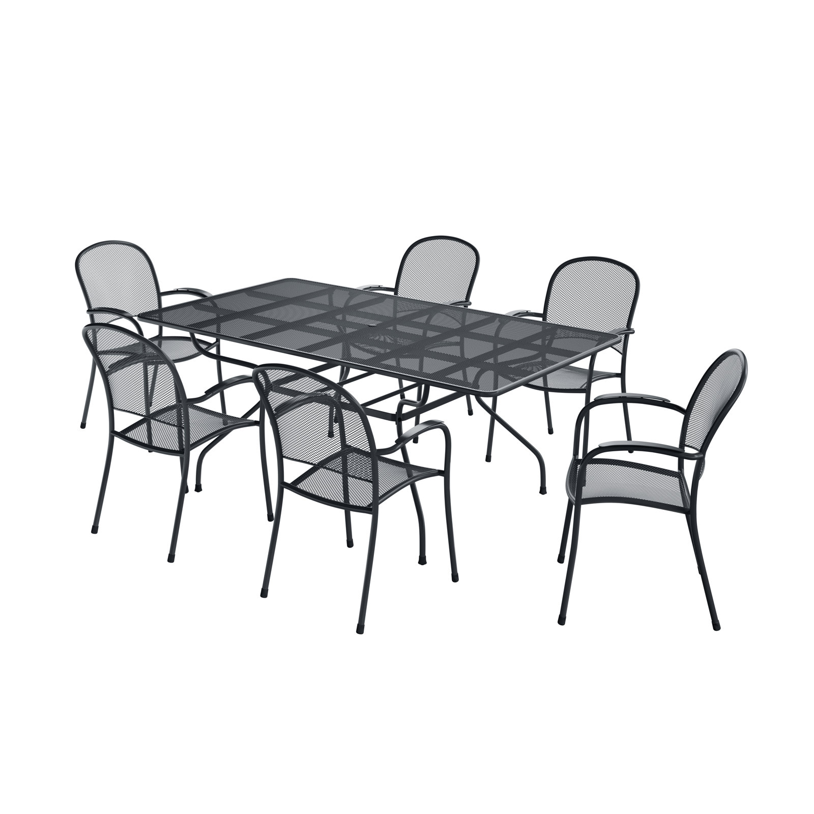 Waynesboro 42'' Rectangular 6 - Person Outdoor Dining Set, Black