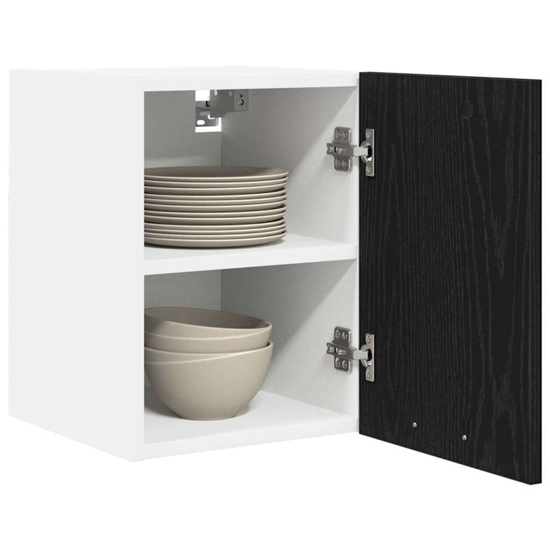 Vidaxl Hanging Cabinet Riga Black Oak And White 40 X 31 X 40 Cm, 40cm H x 30cm W x 31cm D, Black/White