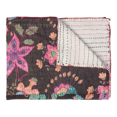 KANTHA COTTON Quilted Throw Blanket