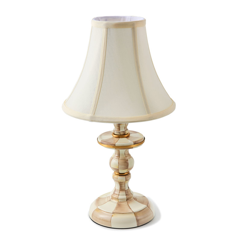 Mocha Check Candlestick Lamp, Beige/White, Beige