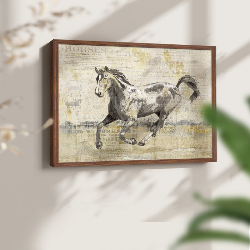 Golden Stallion II - reproduction encadrée - réarmable, H 8 po x l 10 po, Noyer