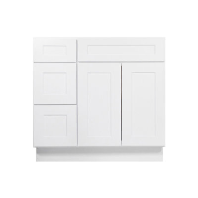 Drawers Left Bath Vanity Cabinet without Top, Ready to Assemble, 21 D x 36 W x 34.5 H, White