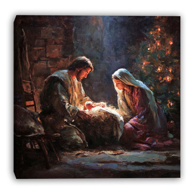 Holy Family Nativity – Blessed Christmas Manger Scene Wrapped Canvas Wall Art