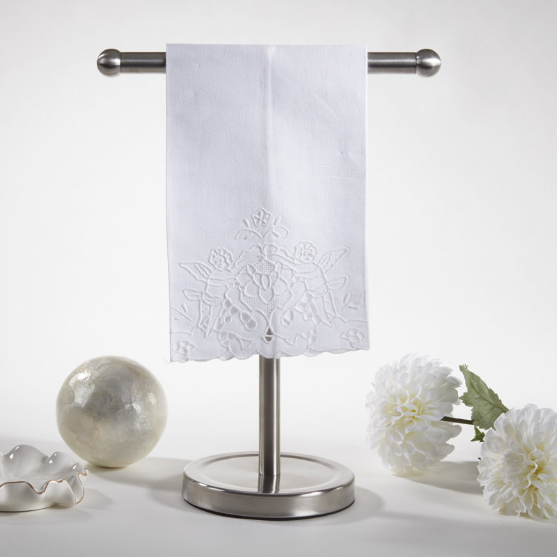Serviette d'invité en coton découpée à la main - Serviette de table décorative à motif floral complexe
