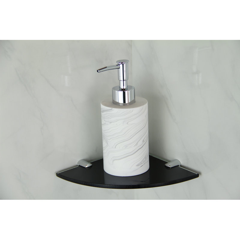 Fanney Triangle Glass Floating Shelf with Adjustable Shelves, 0.6cm H x 15cm W x 15cm D, Black