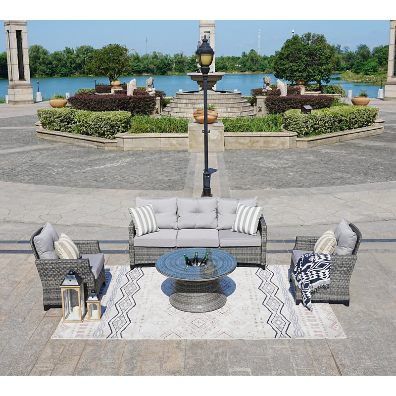 Braddon Wicker 5 - Person Patio Conversation Set with Cushions
