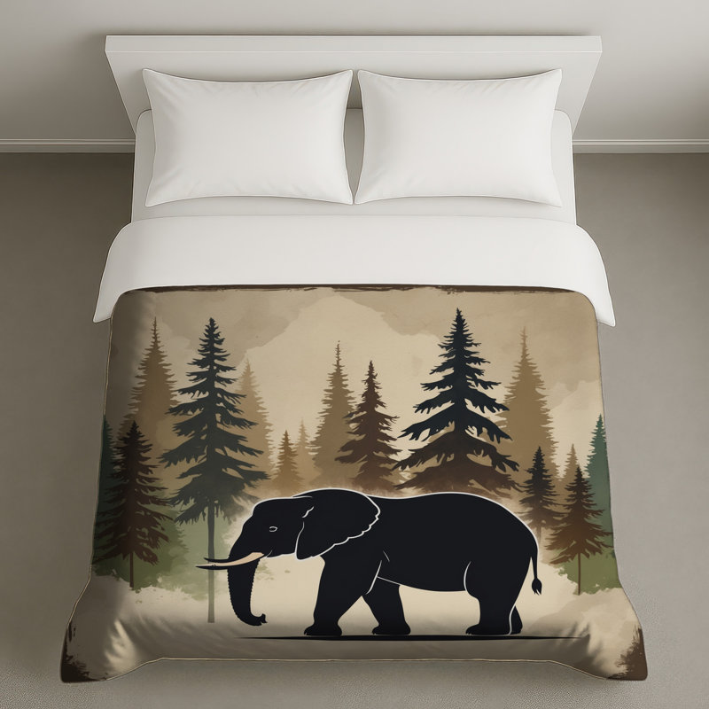Housse de couette éléphant dans la forêt, Lit simple