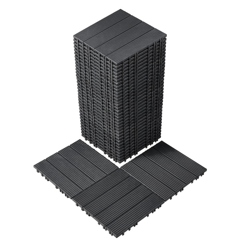 Paquet de 36 tuiles de terrasse à emboîtement imperméable 12 "x 12" VEVOR, Gris foncé