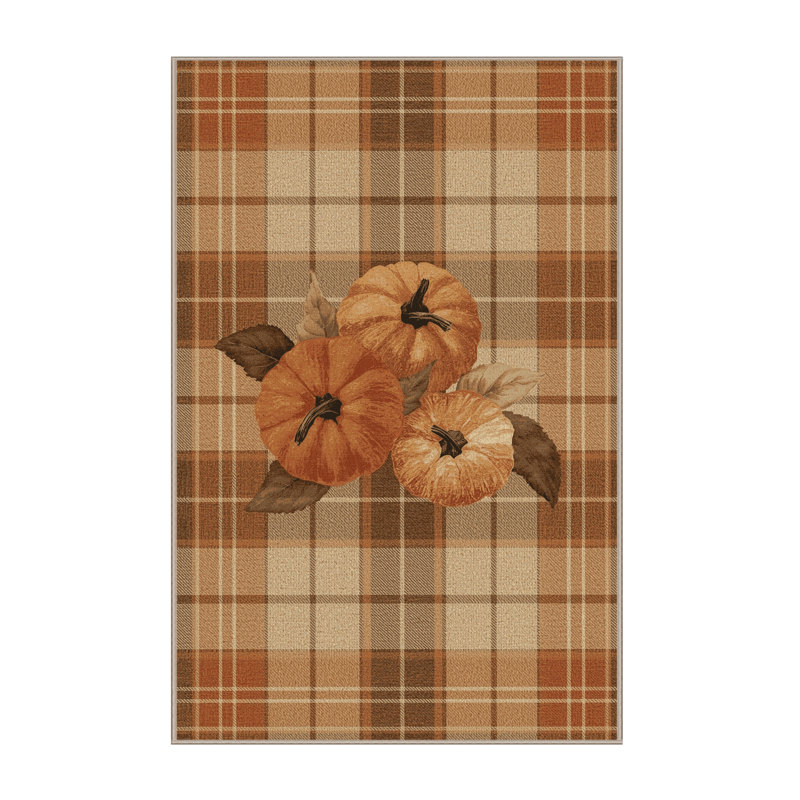 Machine Washable Soho Thanksgiving Modern & Contemporary Abstract Rug in Brown – Beige Binding, 2x3