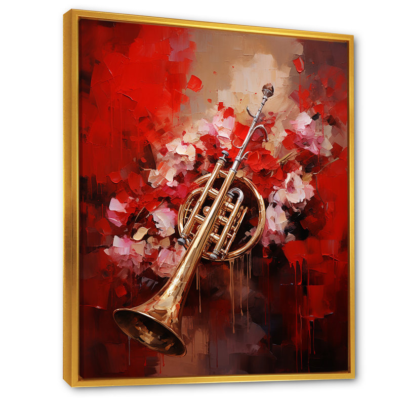 Regal Red Trumpet Triumph I, H 20 po x l 12 po x P 1 po, Cadre flottant doré
