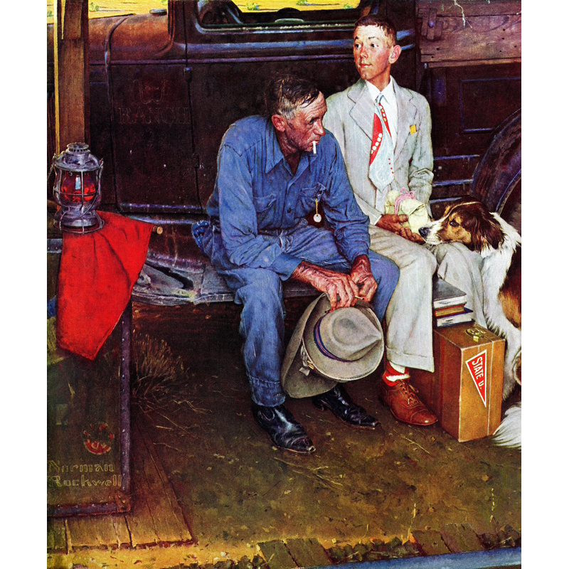 « breaking home ties » par norman rockwell, reproduction d’art sur toile tendue, H 48 po x l 40 po