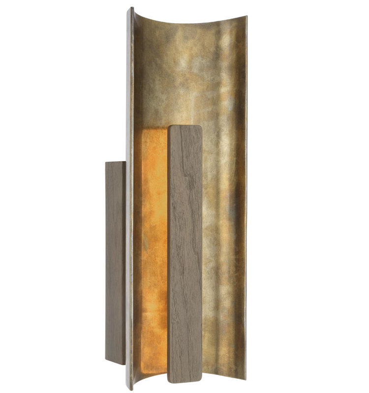 Anne-Marie Barton Remi 18" Sconce, Mottled Brass/Warm Walnut