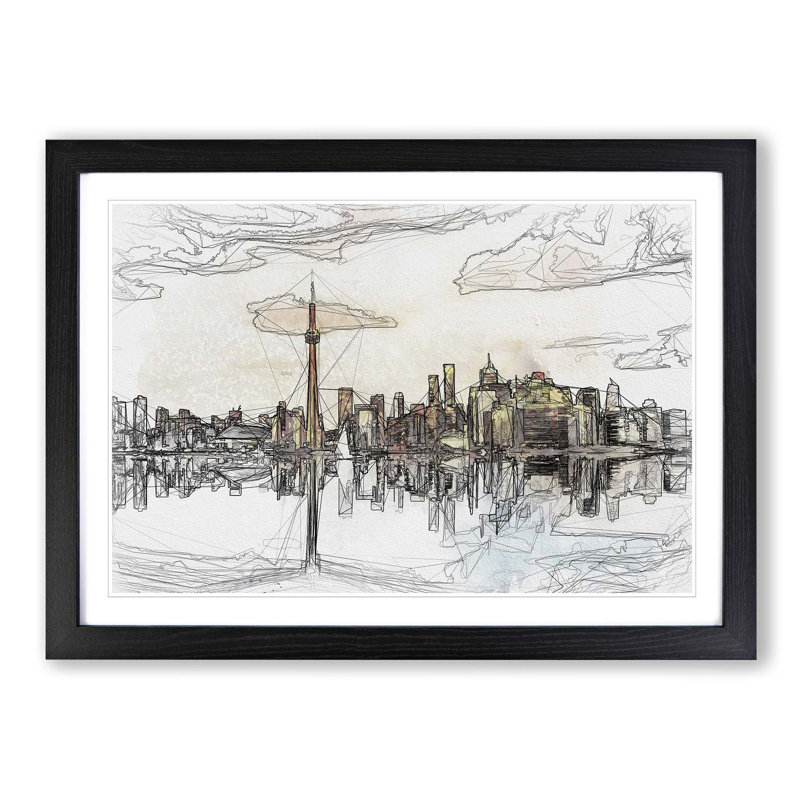 Reflection of the Toronto Skyline in Abstract - Picture Frame Graphic Art Print, 62cm H x 87cm W x 2cm D, Black Framed