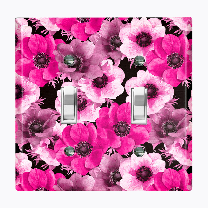Flowers Patterned 2 - Gang Toggle Light Switch Standard Wall Plate