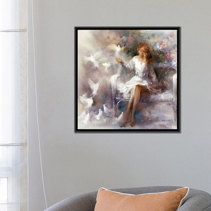 «White Dreams», reproduction sur toile, H 18 po x l 18 po x P 1,5 po, Toile encadrée noire, Pas de tapis