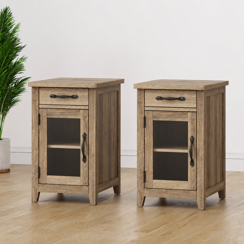Ensemble de 2 tables de bout et station de charge Callison, Brun