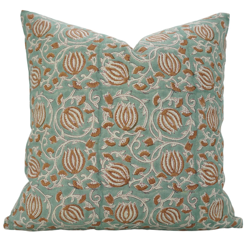 Housse de coussin en lin pur à motif de Fab Fabine, brun, 6 Kamal, Carrée, H 18 po x l 18 po