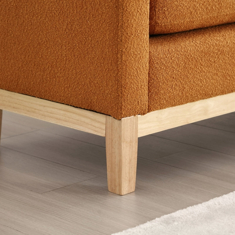 Rhile Boucle Upholstered Bench, Camel