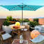 Parasol rectangulaire turquoise de 3 x 2 m avec éclairage DEL - Imperméable, inclinaison par manivelle et bouton pour jardin, piscine et extérieur, éclairage solaire, fonction fondue-134737658-134737661