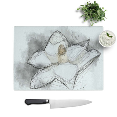 Tempered Glass Blooming Magnolia Chopping Board