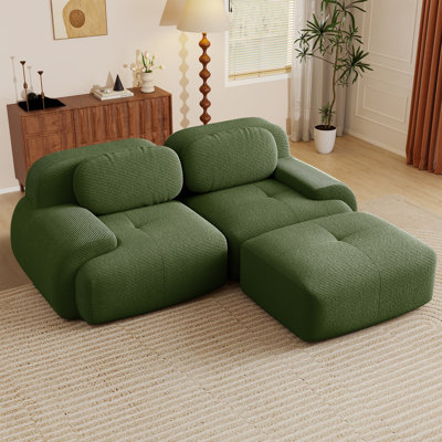 Canapé modulaire en forme de L Boneless, surdimensionné avec assise profonde, repose-pieds, velours côtelé, sans assemblage