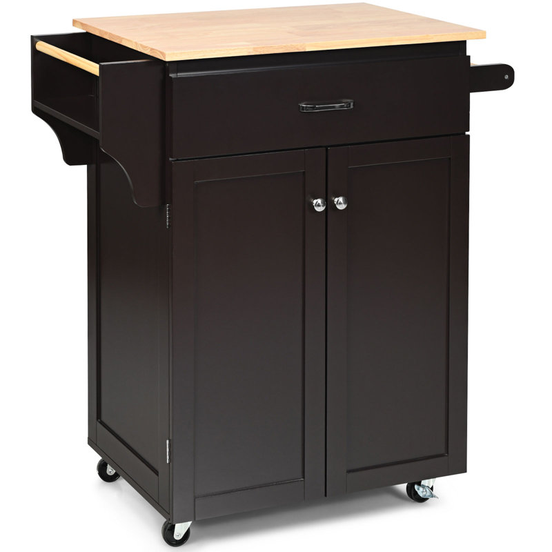 Pamphilos Solid Wood Top Kitchen Island, Brown