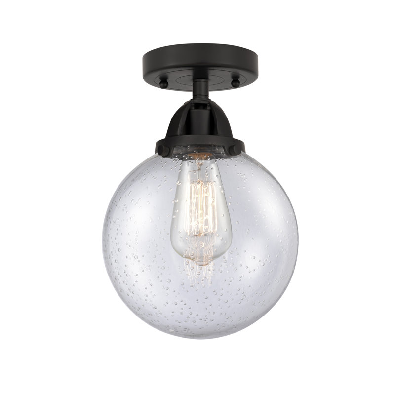 Plafonnier semi-encastré en verre DEL d'Alphonsa, Ampoule non incluse, Oui, Noir mat