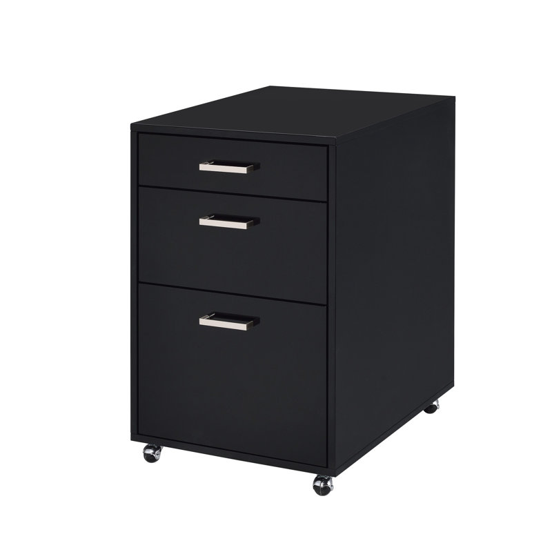 High Gloss & Black File Cabinet With 3 Drawers - , 18" X 22" 28"H, No Assembly Required, 62 Lb, Caster Wheels Present 3 Finish 18"X22"X28"H, Assembly, For Mobility