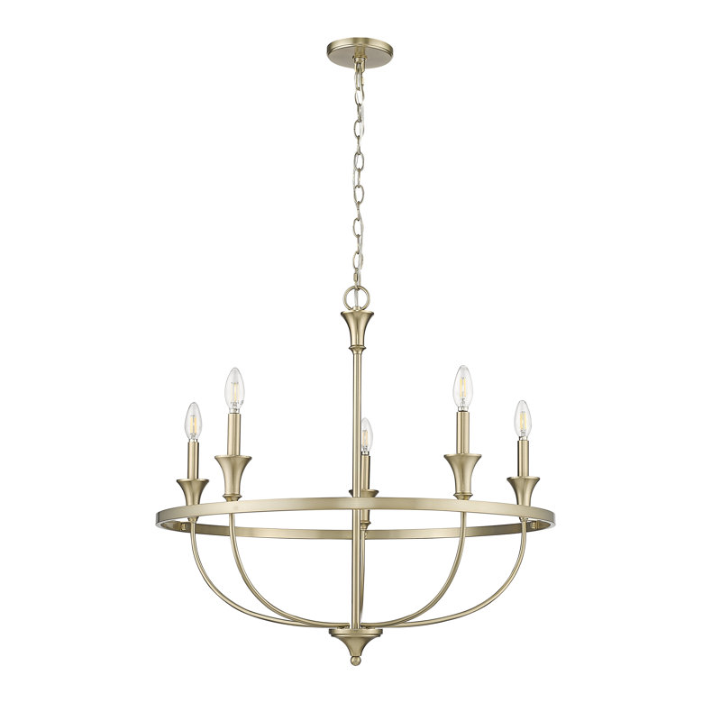5 lumières 29,1 po Lustre en nickel brossé, Or moderne