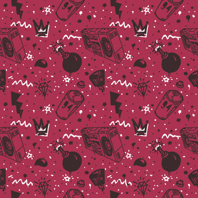 Graffiti Seamless Pattern Colour 1 Piece Wrapped Canvas Wall Art