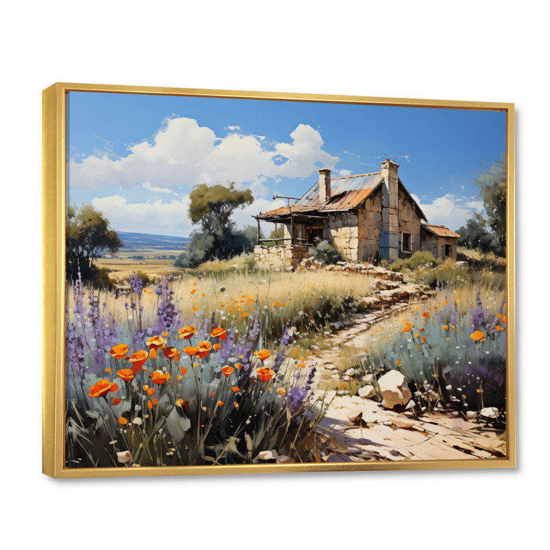 Charme rustique sur toile, Cadre flottant doré, H 24 po x l 32 po x P 1 po