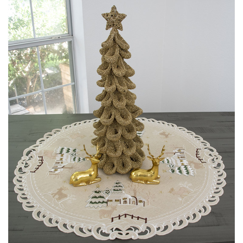 Plateau de table en neige d'hiver Josalynn (33 po rond)