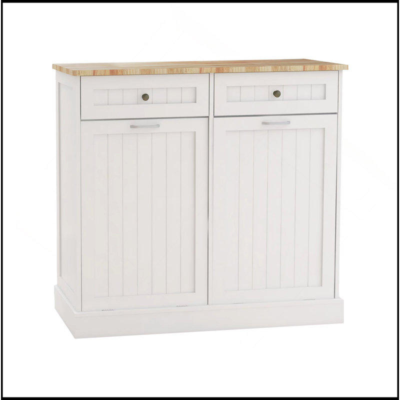 Versatile And Stylish Kitchen Trash Cabinet With Multiple Compartments