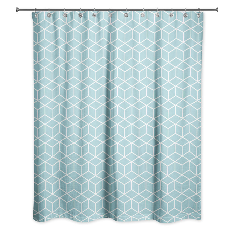 Bakstran Geometric Shower Curtain, Teal/White