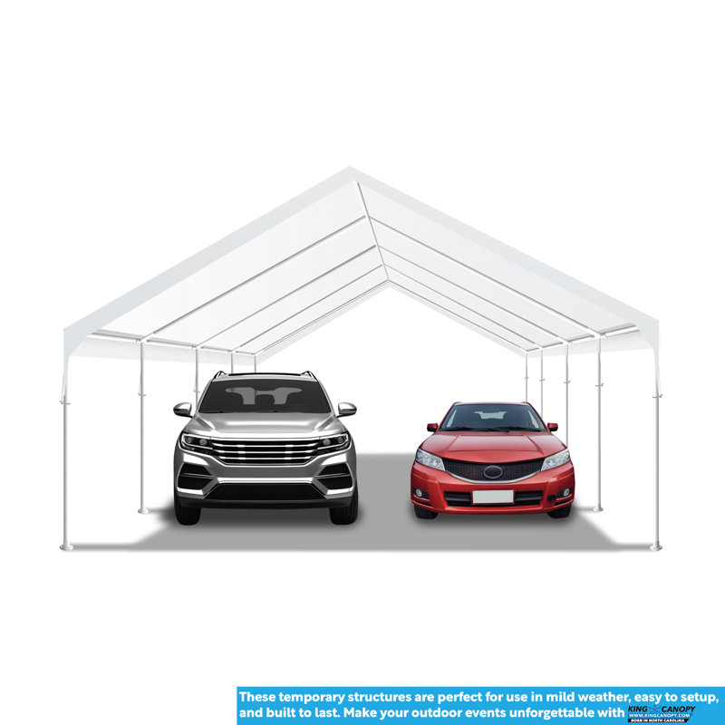 Hercules 18ft x 27ft, 2-Inch Hammertone Steel Frame w/ buttons, 10-Leg Carport