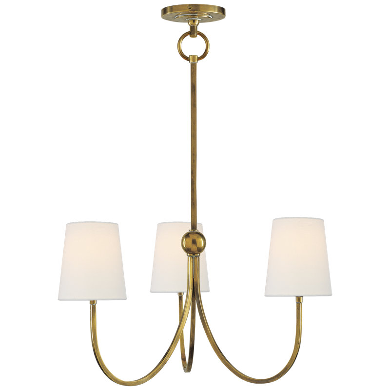 Thomas O'Brien Reed Small Chandelier, Hand-Rubbed Antique Brass, Fabric