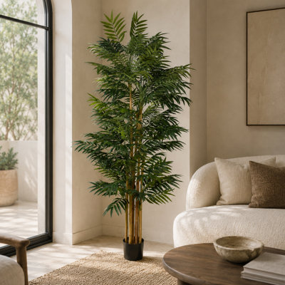 Fire Retardant Artificial Tree 210cm Faux Palm Tree in Pot Liner