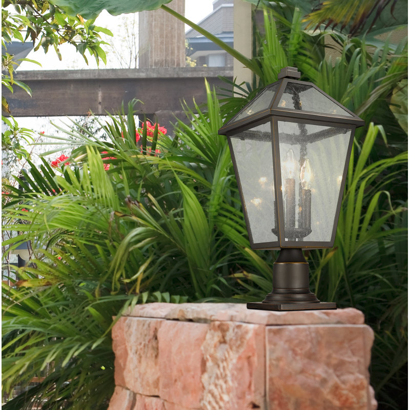 Anaye Post Mounted Light, Rubbed Bronze, Seeded, 117.75" H x 14.5" W x 14.5" D