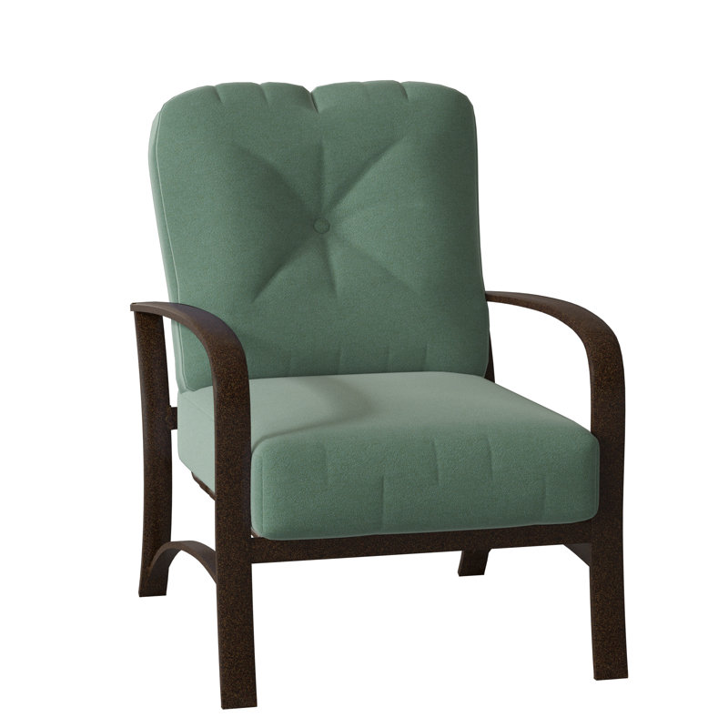 Fremont Outdoor Lounge Chair, Canvas Heather Beige Sunbrella® Canvas, Chestnut Brown