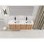 Meuble-lavabo mural de 60 po, lavabo en résine blanche, 4 portes à fermeture douce, structure en contreplaqué, confort imitation chêne. Écran de couleur de meuble-lavabo avec matériau et élégance. Optimisation de l'espace