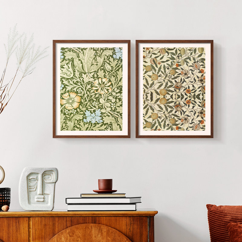 Vintage Abstract III - estampe numérique encadrée - ensemble de 2, Noyer, H 23 po x l 58 po