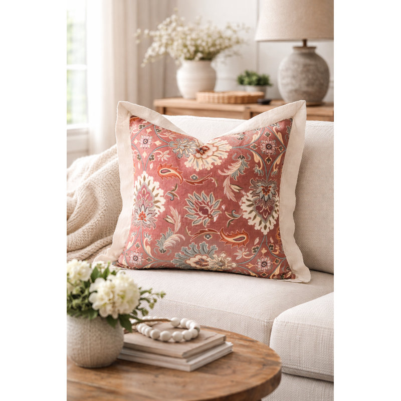 Housse de coussin réversible à motif de médaillon Rust Boho 18 po x 18 po