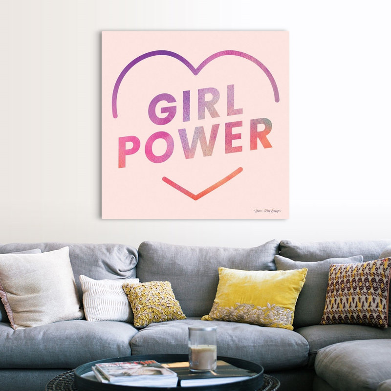 Art textuel sur toile, "Girl Power III" par Seven, Toile tendue, H 48 po x l 48 po x P 1,25 po